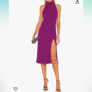 High neck Halter Dress Midi Dress with Slit